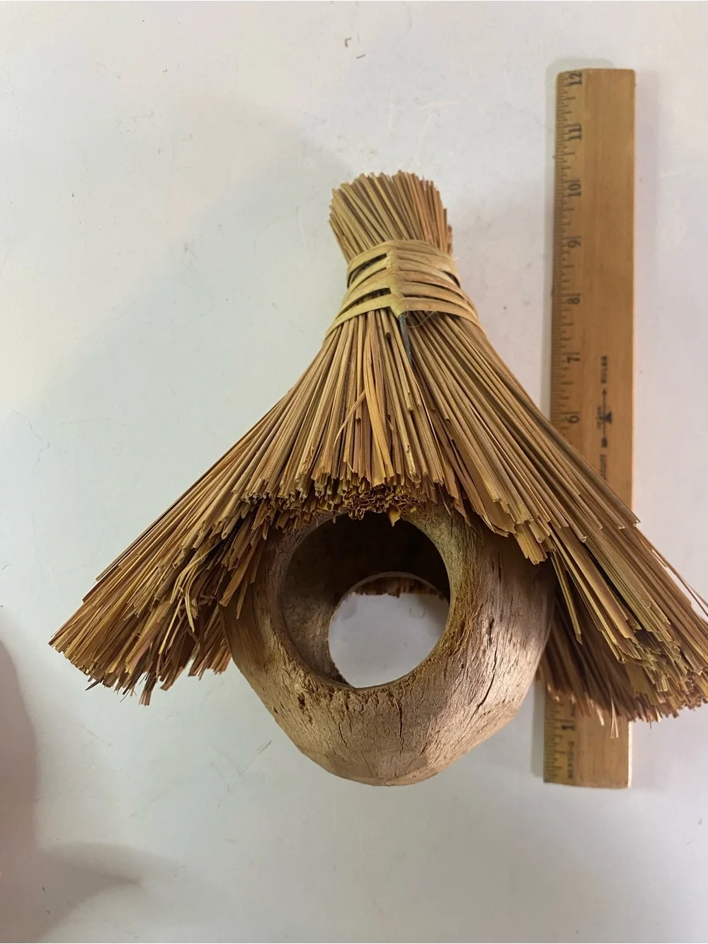 Vintage Coconut & Straw Bird Feeder/House